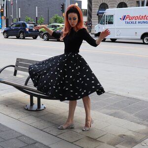 50s black and white swing skirt